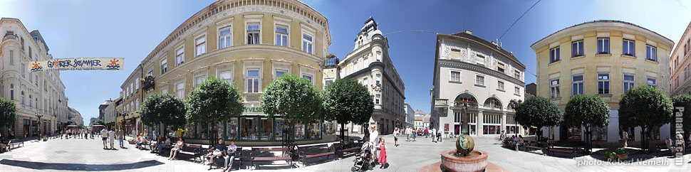 Baross Gábor Street - Győr, Угорщина - Панорама фото (панорамне зображення)