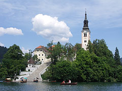 Lush green tiny island with a church - Bled, Slovenya