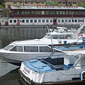 Hydrofoil and water bus boats at the Újpest harbour - Budapesta, Ungaria