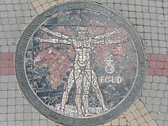 The mosaic called "Earth" on the pavement (built in 1994) of the main square, at the City Hall - Nyíregyháza, Ungaria