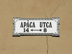 Street sign on a wall - Pécs, Ungaria