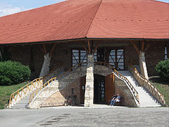 The entrance of the two-storey contemporary church - Szerencs, Ungaria