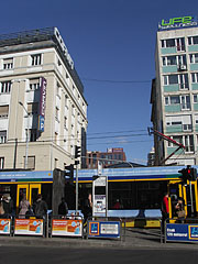 Tram stop in the boulevard at the Corvin köz street - Budapest, Ungheria