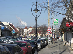 Winter streetscape with parking cars - Budapest, Ungheria