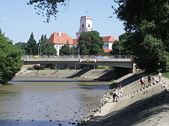 The Rába Double Bridge ("Kettős híd") over the Rába River, and the tower of the Episcopal Caste ("Püspökvár") in the distance - Győr, Ungheria