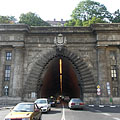 The entrance of the Buda Castle Tunnel ("Budai Váralagút") that overlooks the Danube River - Budapest, Hongrie