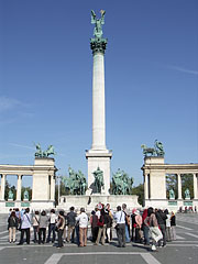 The central part of the Millenium Memorial (or Monument) with the 36-meter-high main column - Budapest, Unkari