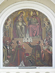 Wall painting on the facade of the Cathedral of the Assumption of Mary ("Nagyboldogasszony-székesegyház") - Kaposvár, Węgry