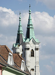 View of the double spires of the St. Anne's Piarist Church - Vác (Вац), Венгрия