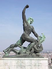 The dragon slayer figure in the Liberty Statue composition - Budapest, Ungari