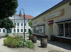 Streetscape in the main square, with the Hotel Erzsébet in the background - Paks, Ungaria