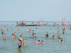 Bathing people of all ages in the pleasantly shallow water - Siófok, Ungheria