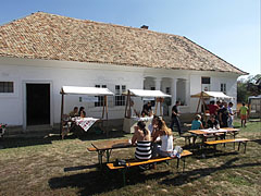 Stands of Tokaj wineries and wine tasting in the yard of the house from Nemesradnót - Szentendre (Sant'Andrea), Ungheria