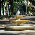 The new so-called Rose Fountain in the square in front of the Roman Catholic church - Békéscsaba, Hungary