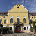 The main facade of the neoclassical late baroque style (in other words copf or Zopfstil) former County Hall - Nagykálló, Macaristan