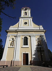 The main facade of the late baroque Christ the King Roman Catholic church - Barcs, Ungaria