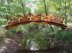 Arched wooden footbridge over the side-branch of the Hajta Stream - Tóalmás, Ungheria