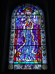 Picture of Blessed Gisela Queen of Hungary on a stained glass window in the Holy Right Chapel ("Szent Jobb-kápolna") - Budapešť, Maďarsko