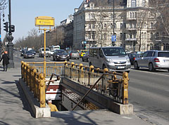 Stairway to the "Kodály körönd" station of the Millenium Underground Railway (in other words the M1 or yellow metro line) - Budapešť, Maďarsko