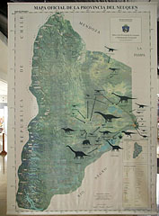 Map of the Neuquén province of Argentina with the discovered dinosaurs - Budapeşte, Macaristan