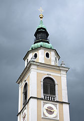 The steeple of the Cathedral of St. Nicholas ("Stolna Cerkev Sv. Nikolaja") - Ljubljana, Slovenia