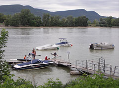 Speedboat harbor on River Danube, the other side of the river is the Szentendre Island - Göd, Hungria