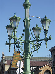 Ornate four-way lamp post on the Liberty Bridge ("Szabadság híd") - Budapest, Unkari