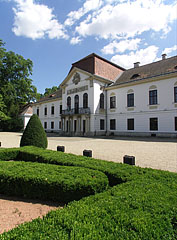 The Széchenyi Mansion and its baroque garden with the evergreen ornamental hedges in front of it - Nagycenk, Węgry
