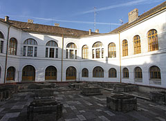 The inner courtyard of the old County Hall, including the ruins of a mediaeval church, the foundations of the former walls - Szekszárd, Ungari