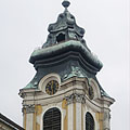 The steeple (tower) of the baroque Roman Catholic Assumption of the Virgin Mary Parish Church - Szentgotthárd, Ουγγαρία